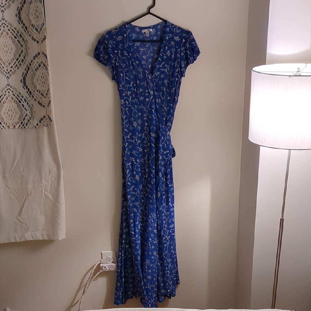 Amuse Society S Blue Floral Wrap Maxi Dress